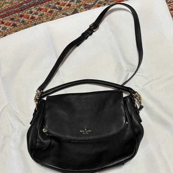 Kate Spade Black Pebbled Leather Shoulder Bag and crossbody